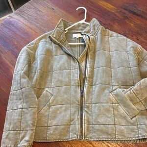 Quilted dolman jacket distressed olive green